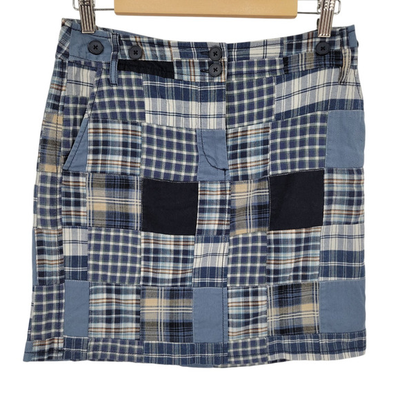 Loft Madras Plaid Mini Skirt Patchwork Preppy New England Summer Vacation Size 0 - Picture 1 of 11